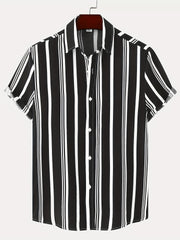 Stripe Print Men's Short Sleeve Shirt for Vacation