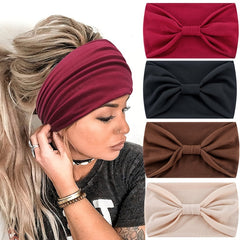 Boho Headbands Yoga Top Knotted Hair Bands Sweat Solid Sweatband Elastic Turban