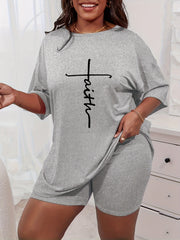  Rainbow Lip & Butterfly Graphic Tee & Shorts Pajama Set