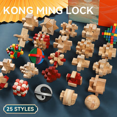 25pc Colorful Luban Lock Puzzle Toy Set - High Difficulty Brain Teaser