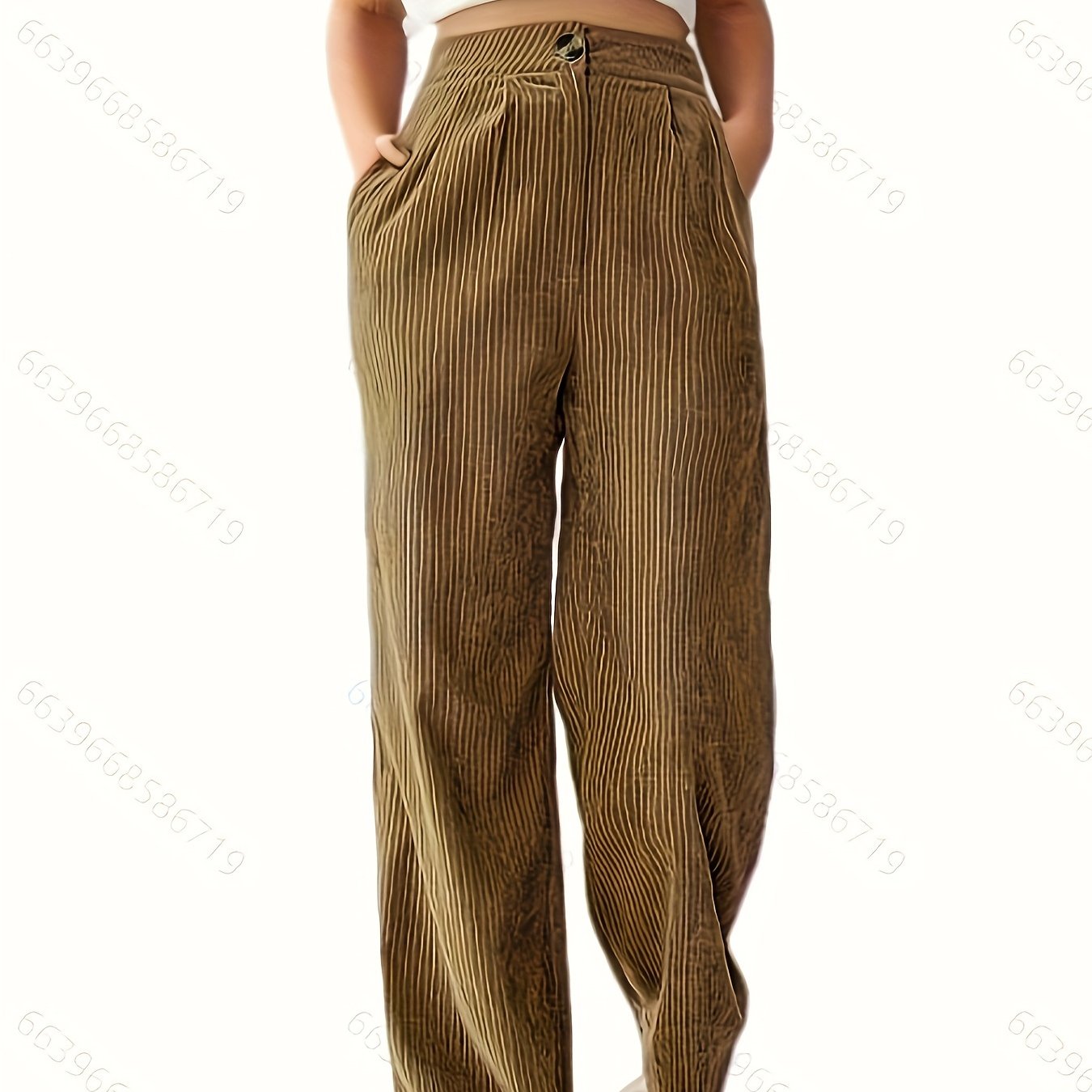  Wide Leg Corduroy Pants with Pockets