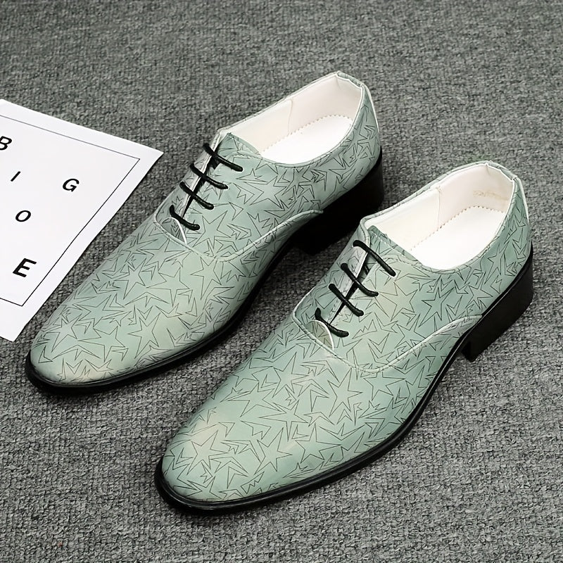 Men's Star Print Oxford Shoes Lace-up Front Dress Shoes
