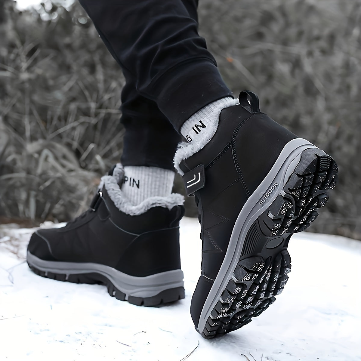 Thick Sole Non Slip Tactical Hiking Shoes Slip On Waterproof Ankle Boots