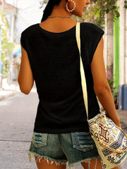 Fine Print Tank Top Sleeveless Casual Top for Summer & Spring Women's