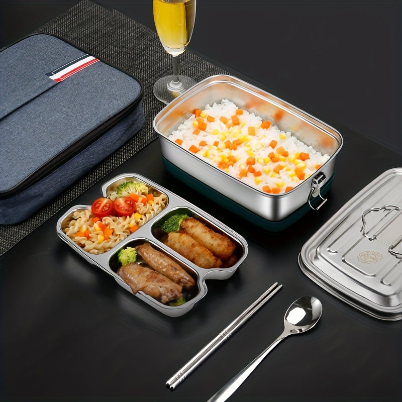 Large Capacity Stainless Steel Lunch Box 2000ml Double Layer Bento Box