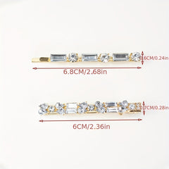 4pcs Rhinestone Hairpin Long Hair Clip for Women Girls