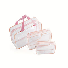 3pcs PVC Transparent Cosmetic Bag Travel Storage Bag Set