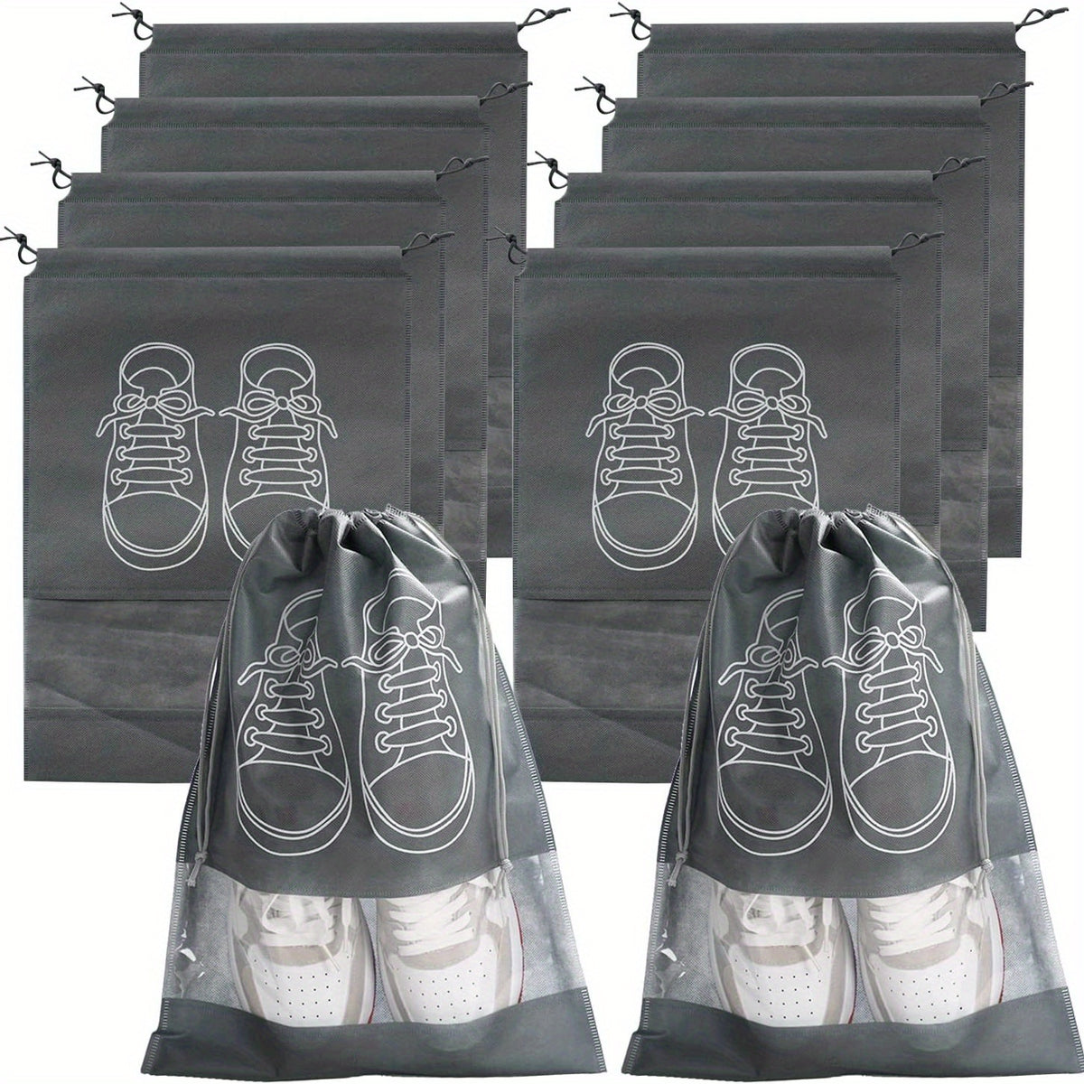 5pcs Portable Foldable Shoes Storage Bags Drawstring Travel Bags