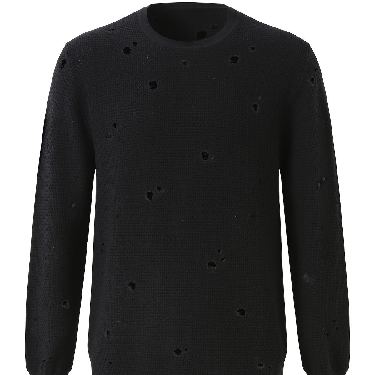 Men's Knit Hollow Out Sweater Long Sleeve Crew Neck Thermal Top