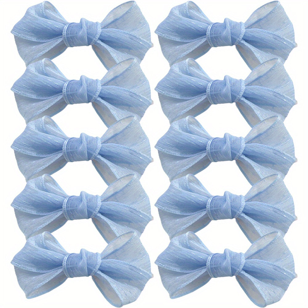 10 Pcs Mesh Bow Hair Clips For Women