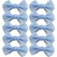 10 Pcs Mesh Bow Hair Clips For Women