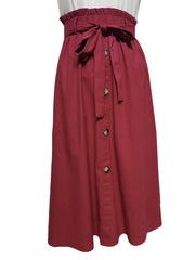 Letter Print T-shirt & Button Front Midi Skirt Set
