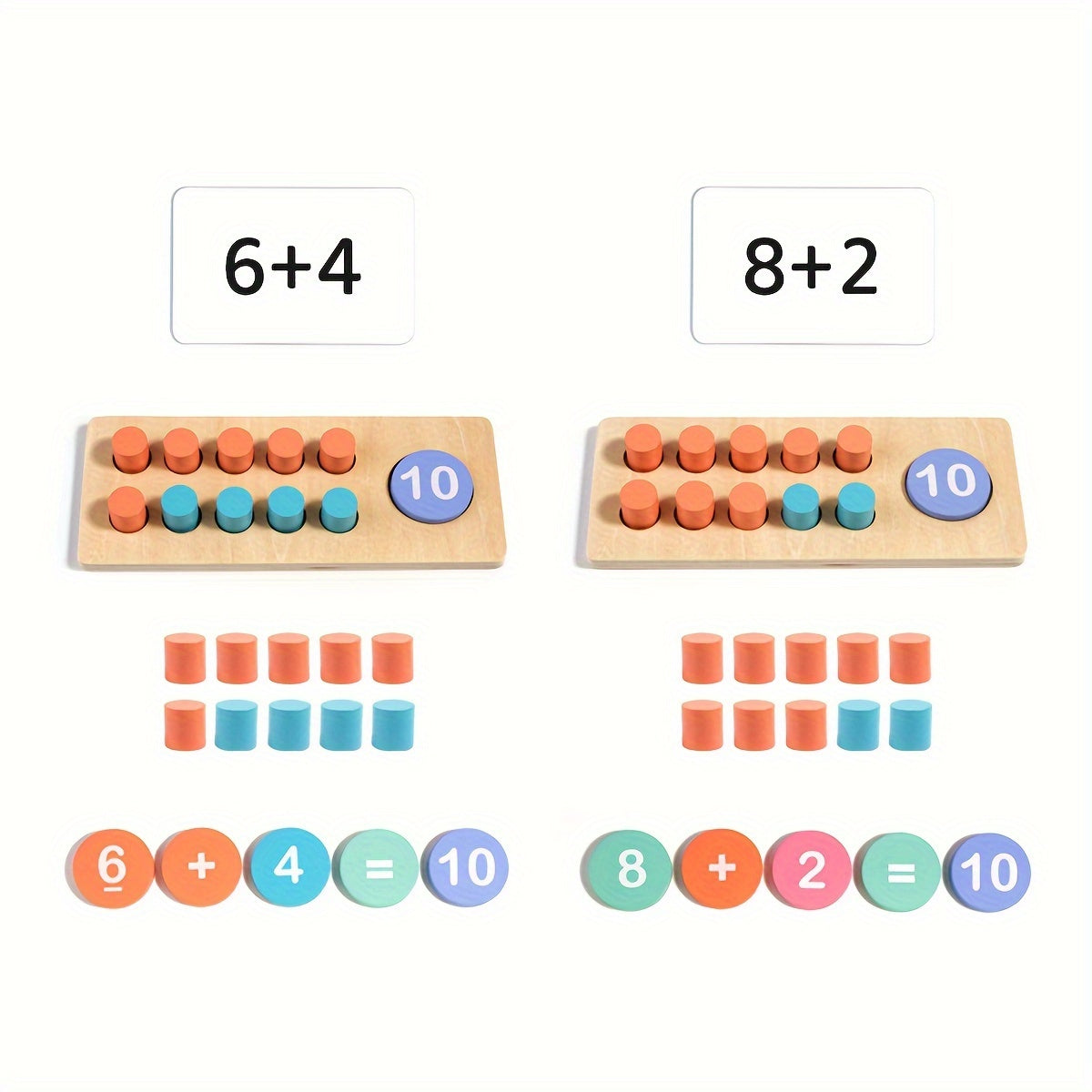Interactive Ten Frame Counting Boards with Wooden Number Tiles