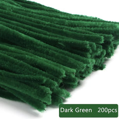 200pcs Green Pipe Cleaners Flexible Chenille Stems for DIY Crafts