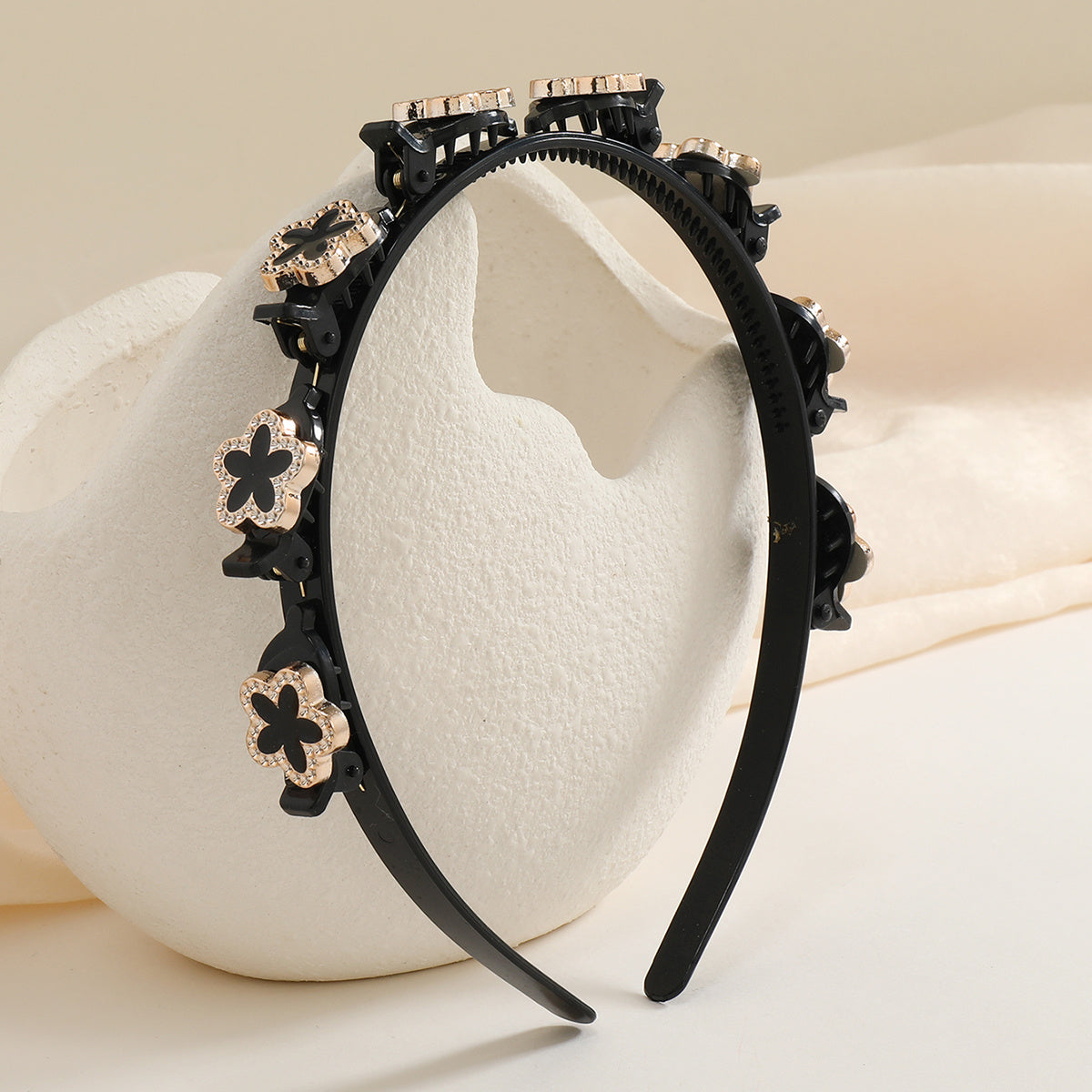 Double Layer Twist Rhinestone Headband for Women with Clips