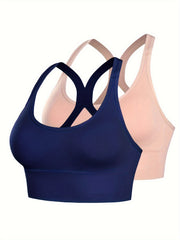 2pcs Wireless Sports Bras Comfy & Breathable Push Up Shockproof Bra