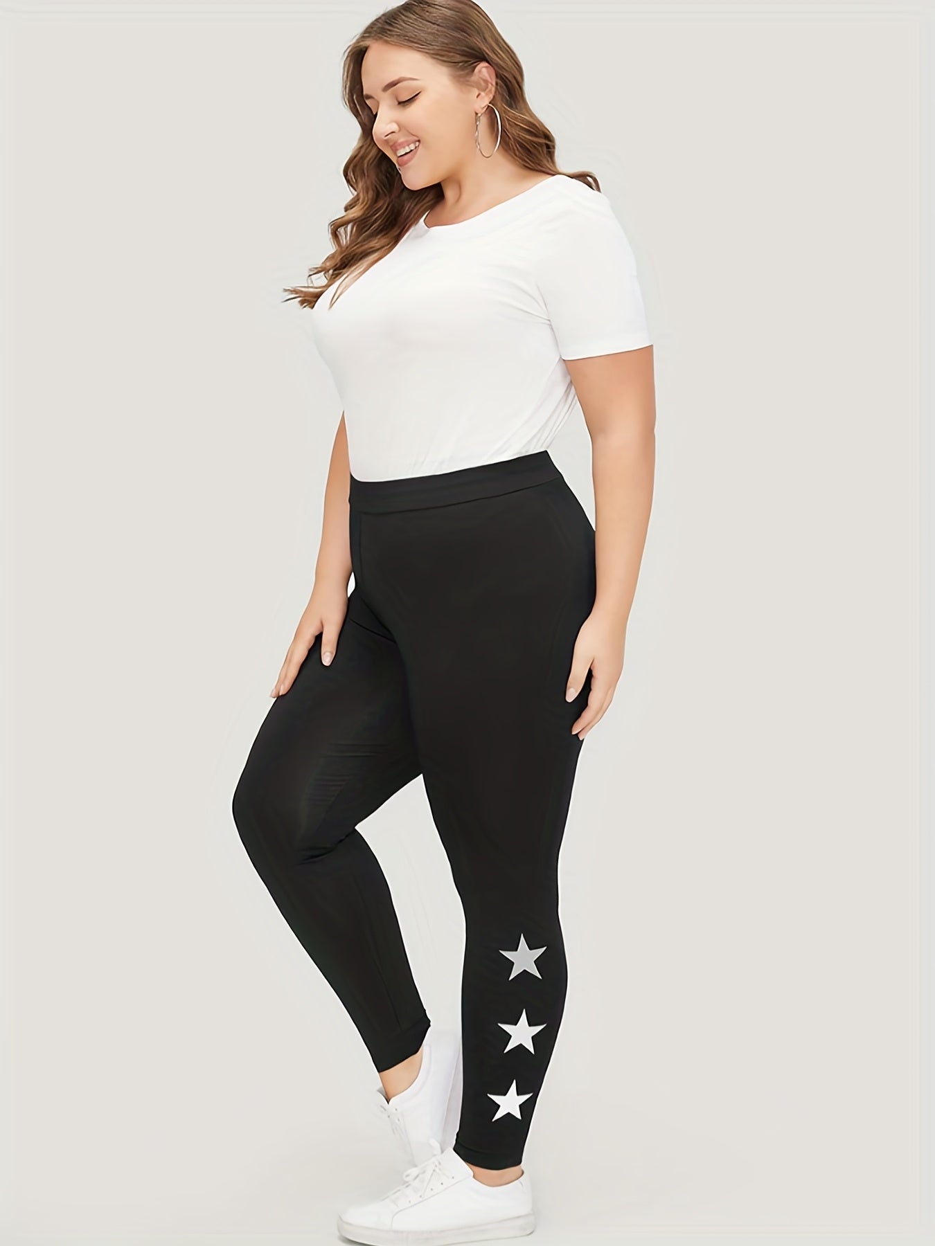  Star Print High Rise Skinny Leggings