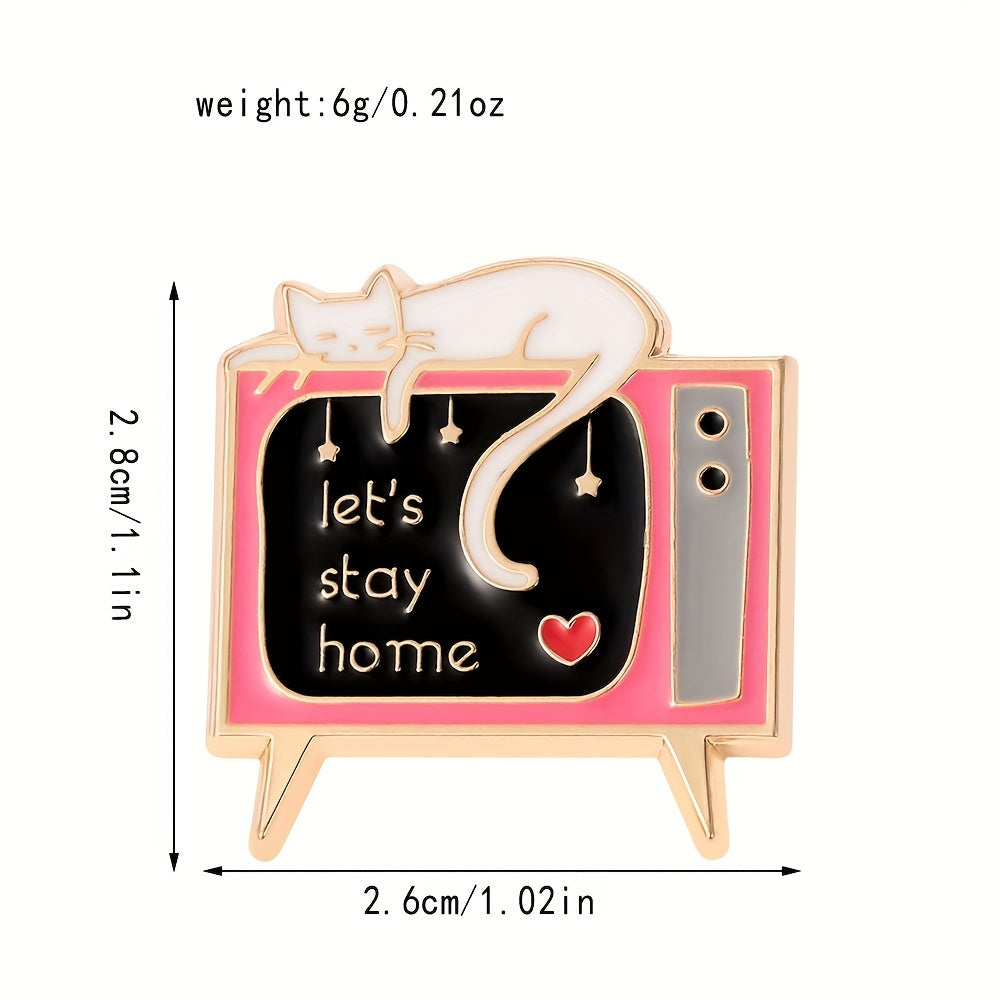 Stay Home Swing Rotten TV Cat Brooch Men