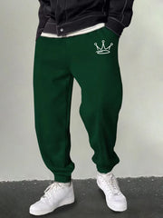 Men's Crown Graphic Sweatpants Drawstring Joggers Outdoor
