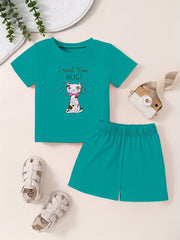 Toddler 2pcs Bottoming Set Short Sleeve T shirt & Shorts