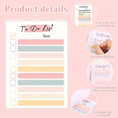 4pcs Designs To Do List Notepad 200 Sheets - Daily Planner Adhesive Memo Pad