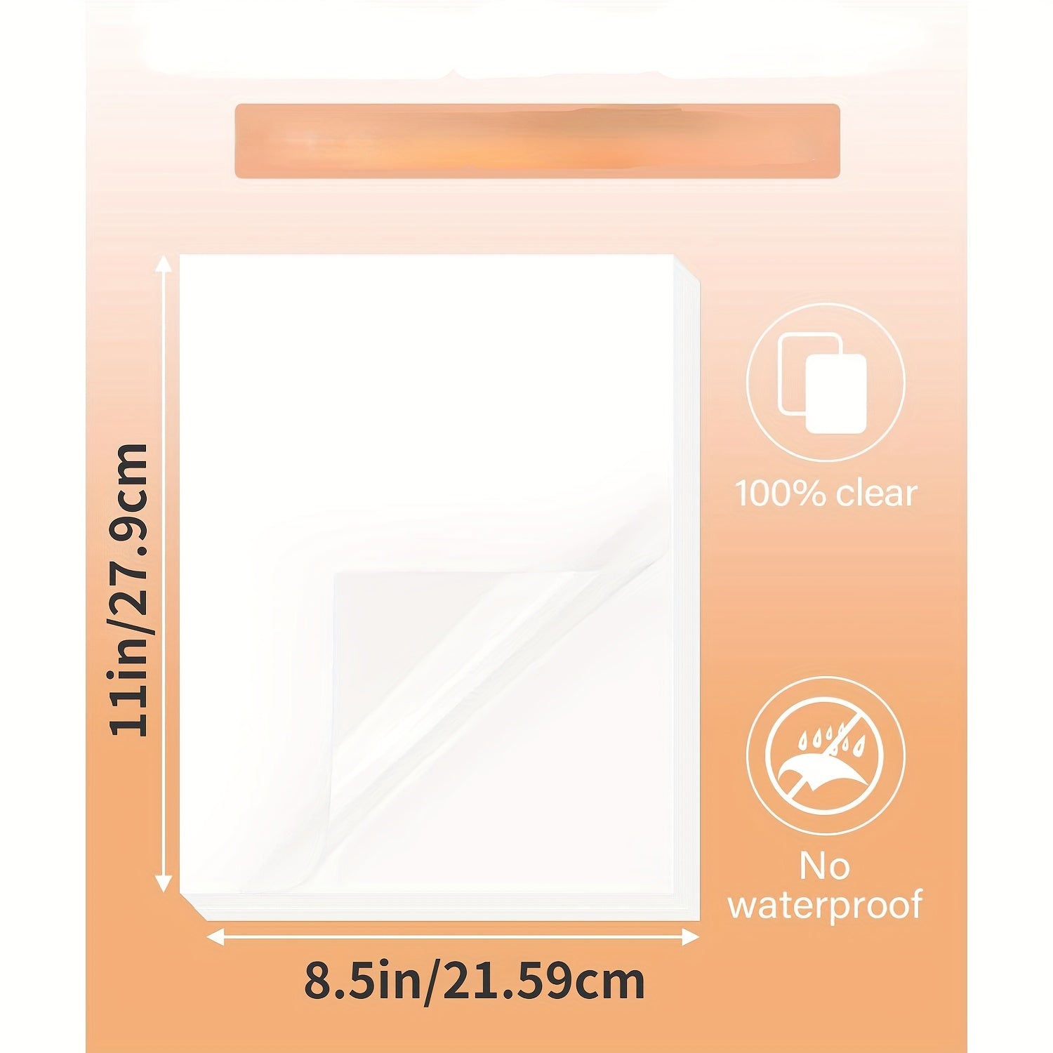 50 Sheets Inkjet Printable Clear Vinyl Sticker Paper 8.5 x 11 Non Waterproof