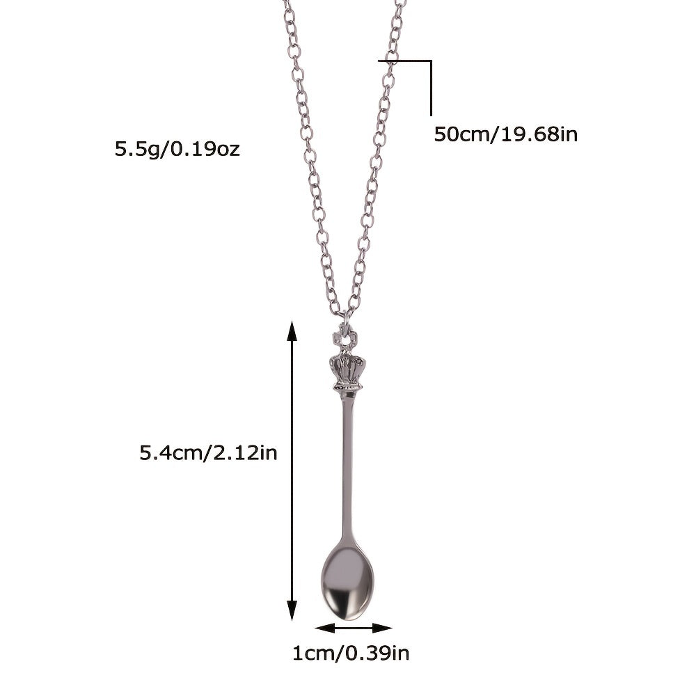Minimalist Crown Mini Teaspoon Pendant Classic Necklace Vintage Crown Spoon