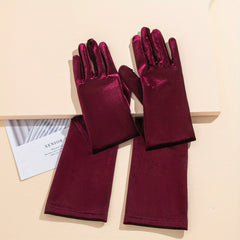 Velvet Long Gloves Solid Vintage Women Dress Gloves
