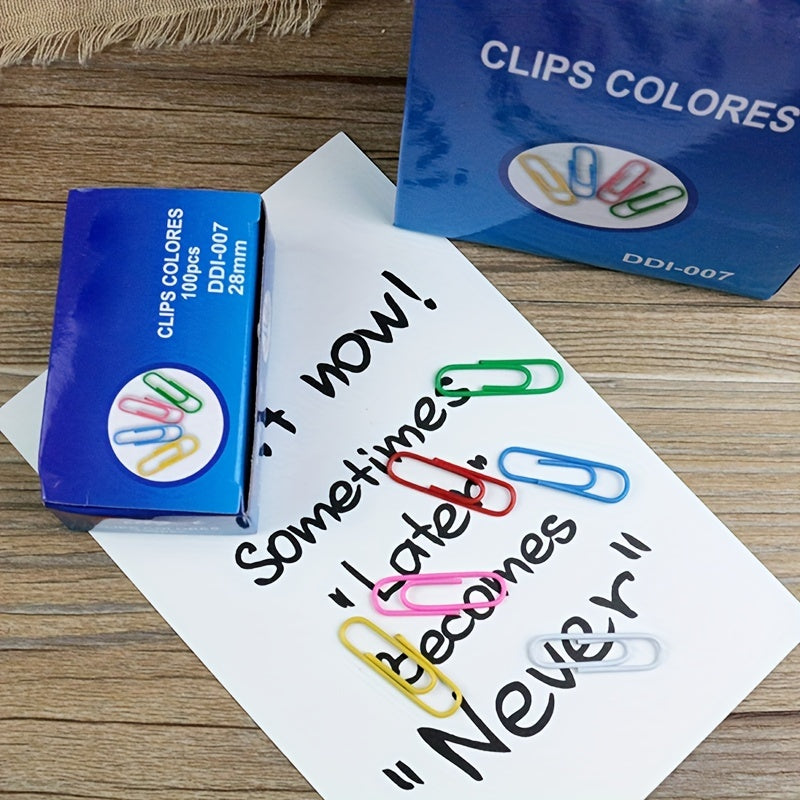 100pcs Multicoloured Clips Bookmark Paper Clips For Office