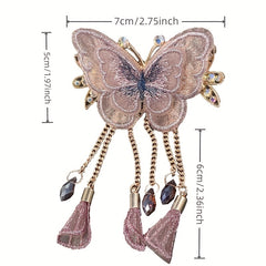 Butterfly Barrette With Crystal Tassel Hair Claw