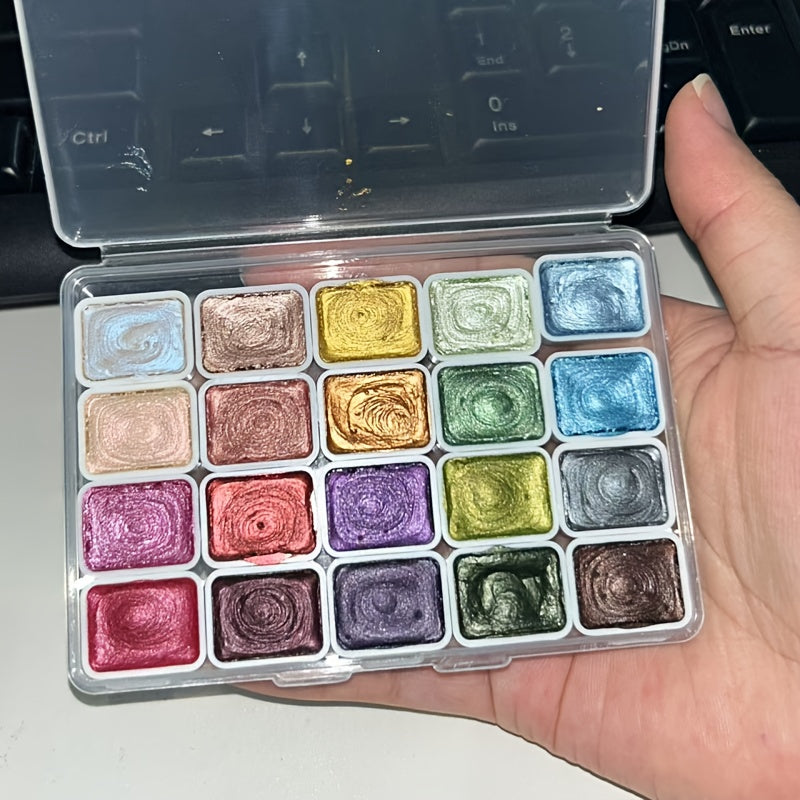 20 Colors Mini Watercolor Paint Set with Brush & Paper