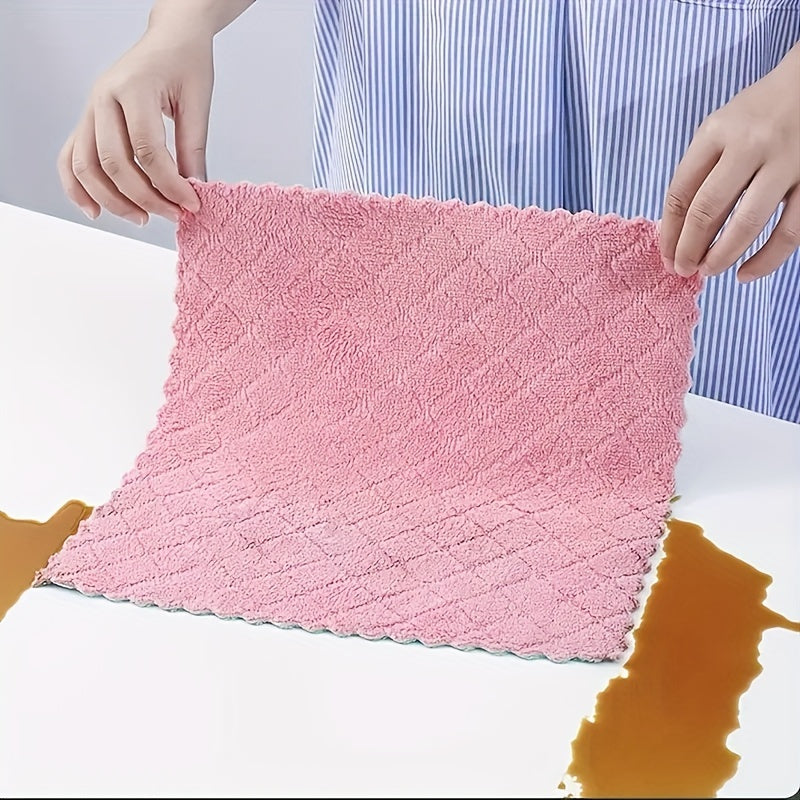10pcs Double Sided Absorbent Dishwashing Towel