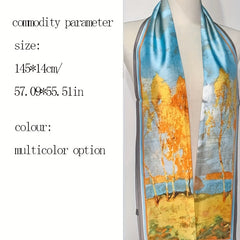 Geometric Print Silk Neck Scarf Bandana Hair Accessories
