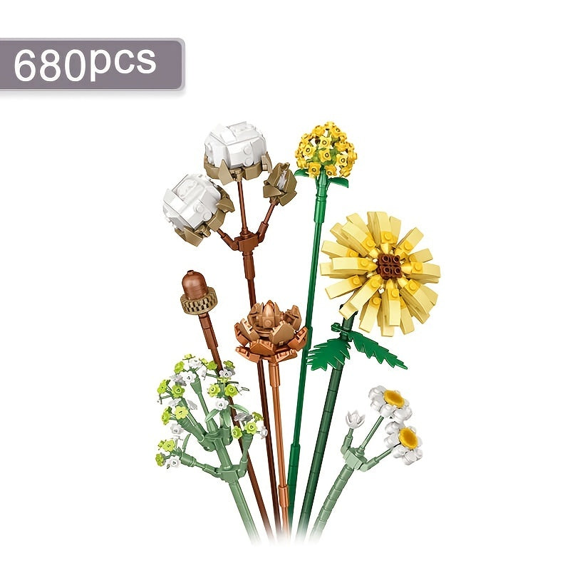 Mini Building Blocks Bouquet Set DIY Creative Building Blocks Plant Collection