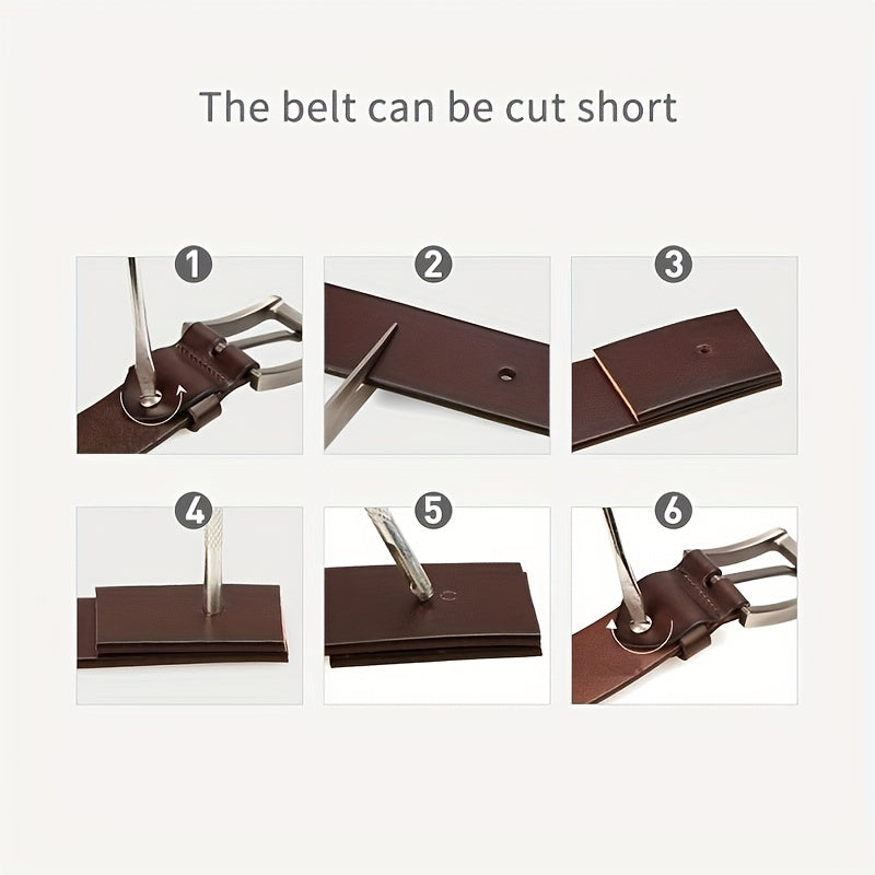 Men's Calfskin Leather Belt Pin Buckle Casual Belt For Jeans Pants