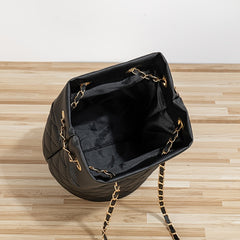 Minimalist Bucket Bag Argyle Pattern Shoulder Bag