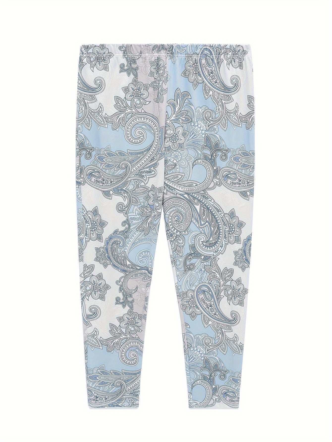  Boho Leggings Women's Plus Paisley Print High Stretch Skinny Leggings
