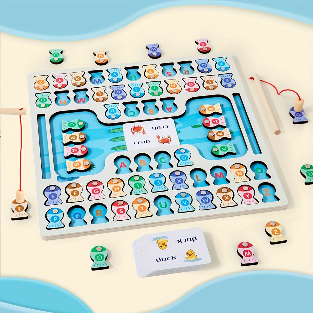 Educational Wooden Letter Fishing Game for Kids