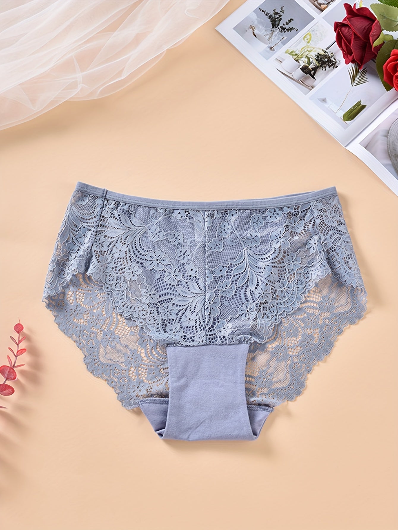  Women's Lace Full Brief Panty Soft Breathable Medium Stretch
