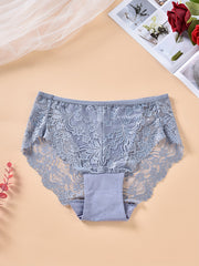  Women's Lace Full Brief Panty Soft Breathable Medium Stretch