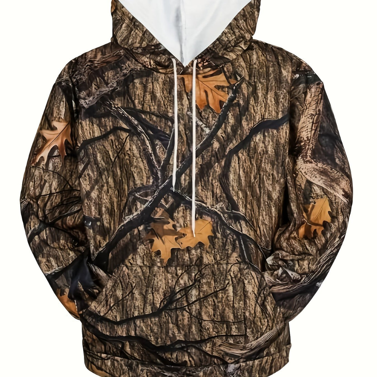 Men's Branches Print Hoodie Casual Hooded Sweatshirt