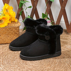 Fur Lined Thermal Snow Boots Slip On Ankle Round Toe Winter Boots