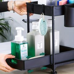 Under Sink Double Layer Storage Rack for Kitchen - Sponge & Cloth Holder