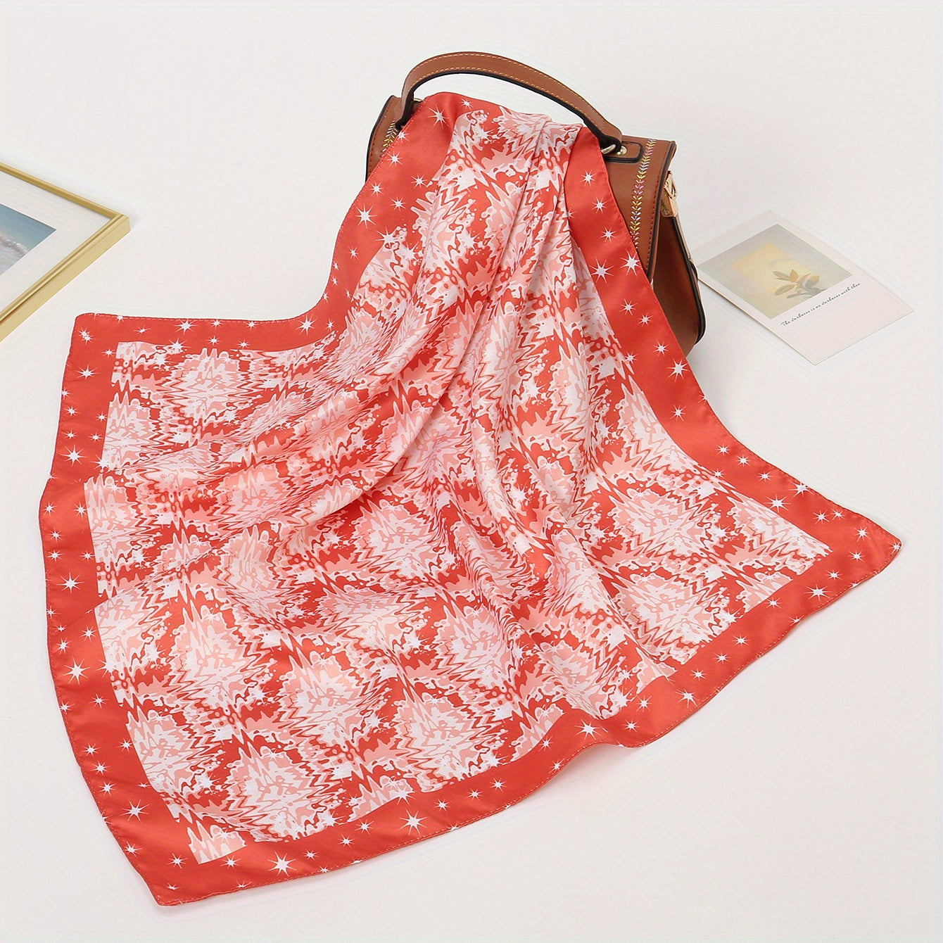 Geometric Tie Dye Square Scarf Print Satin Bandana Silk Neckerchief