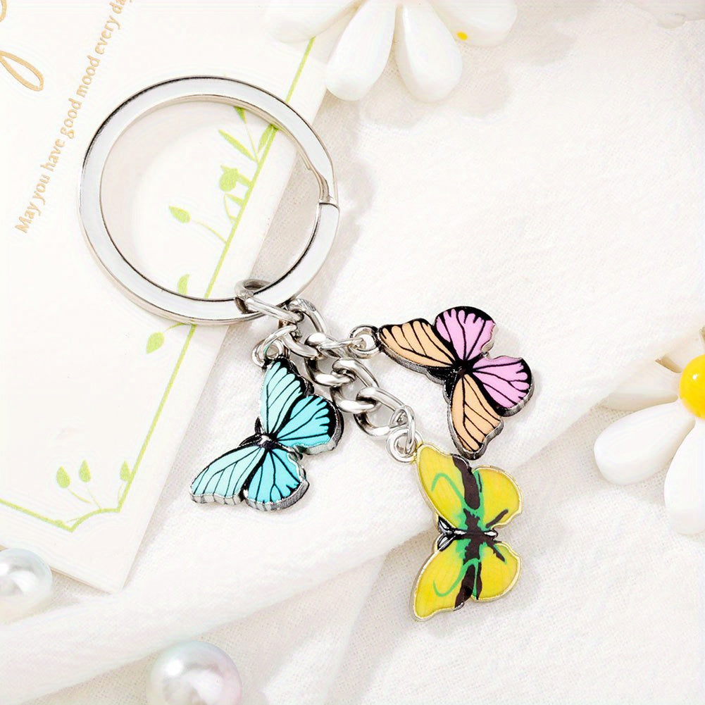 Boho Butterfly Keychain Animal Key Ring Purse Bag Charm Women Girls Gift
