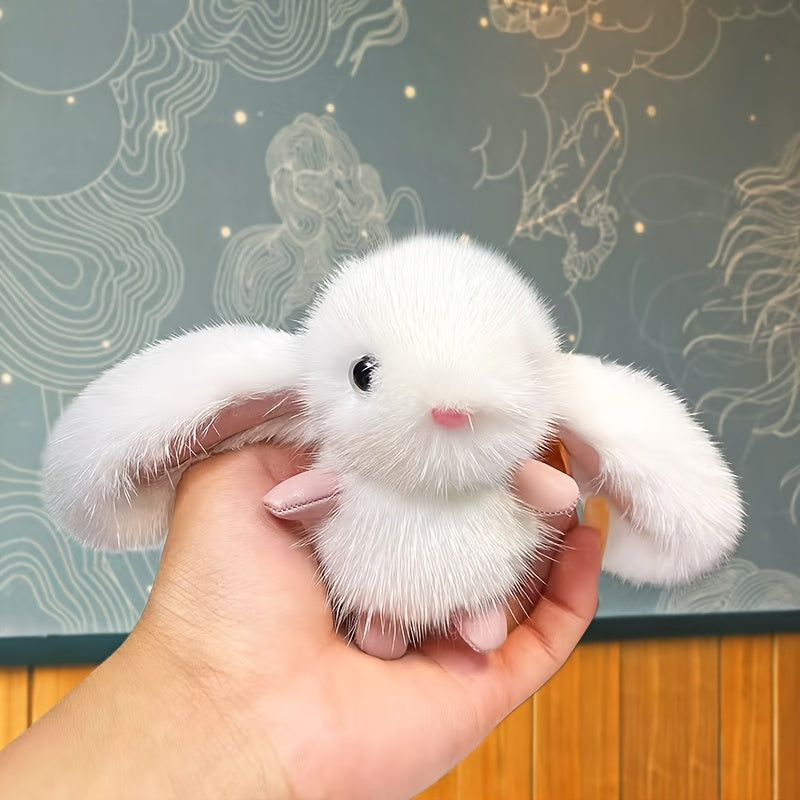 Cute Bunny Keychain Plush Rabbit Bag Charm Car Keys Decor Mixed Colors