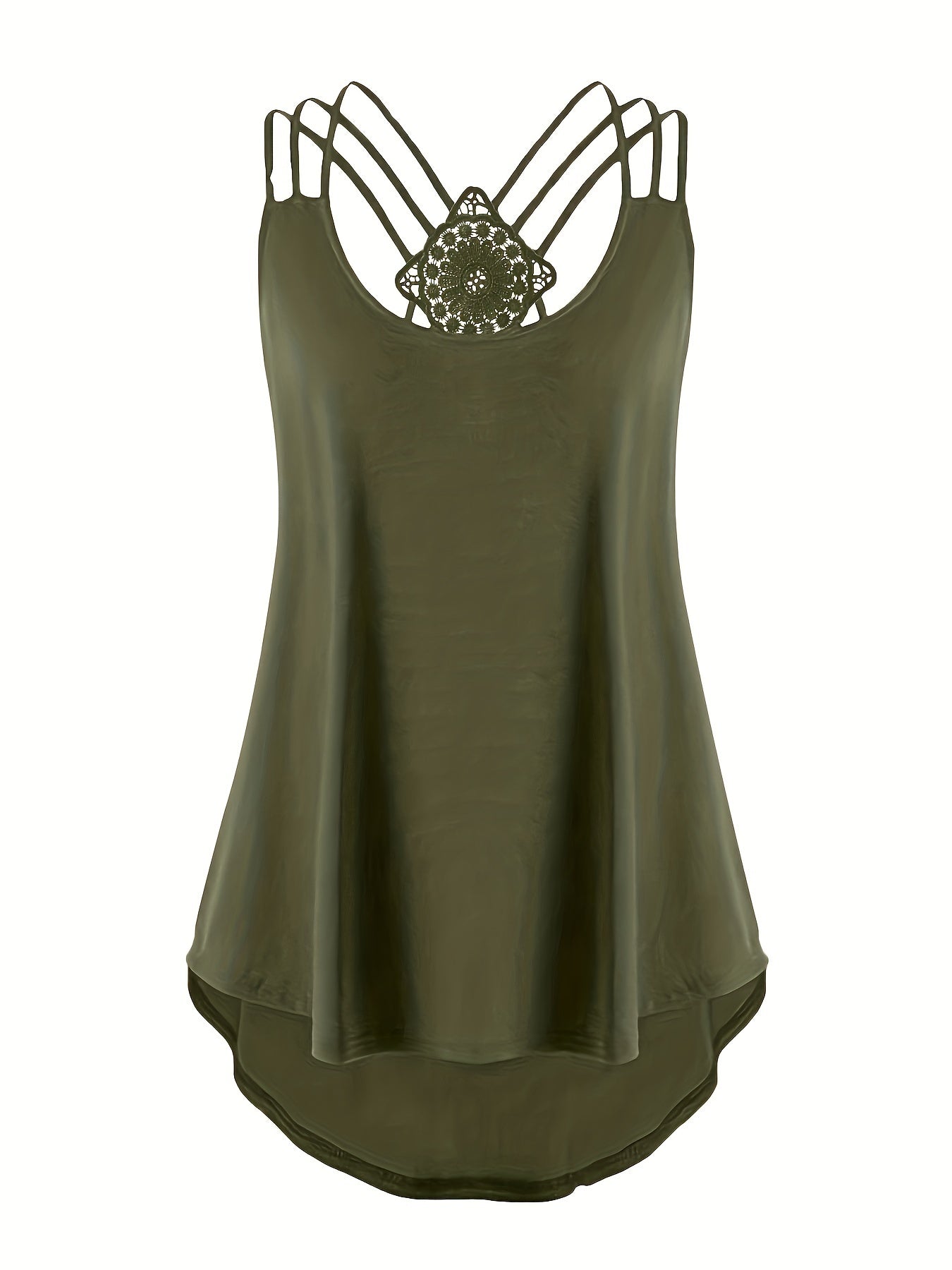 Cross Back Spaghetti Strap Top Crew Neck Sleeveless Cami