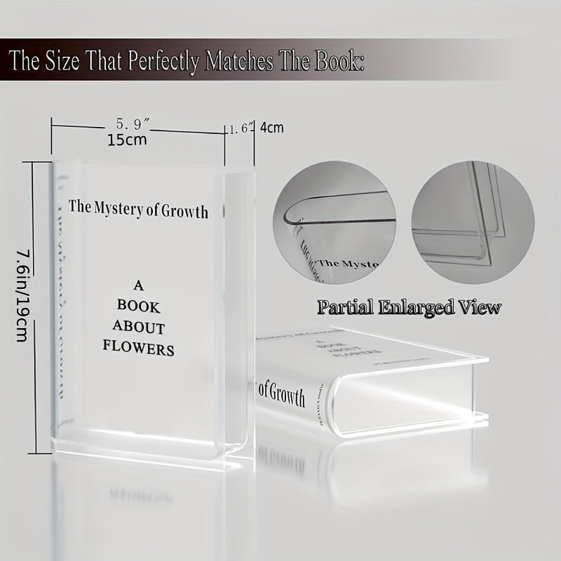Clear Book Vase For Flowers Acrylic Transparent Book Vase