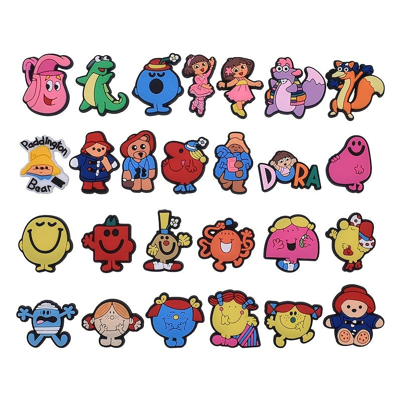 26pcs Gril Pattern Shoe Charms For Clogs Jibtz Bubble Slides Sandals