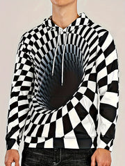 Optical Vision Swirl 3d Pattern Hoodies For Men